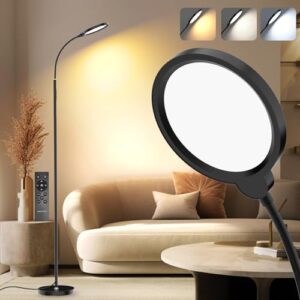 airand led floor lamp, bright floor lamp for office with stepless adjustable 2700k-6500k color & brightness, timer reading standing lamps with memory function night light for living room bedroom