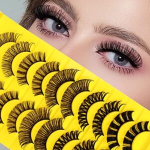 false eyelashes russian strip lashes fluffy curled fake cat eye lashes natural look wispy faux eyelash extension dd curl volume 10 pairs 5 styles mixed