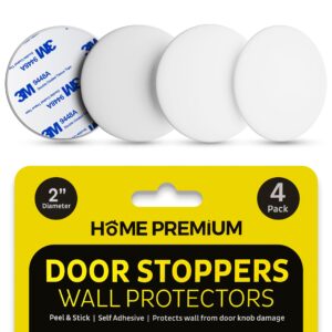 door stoppers wall protector - durable door stops for wall with strong adhesive - easy to install wall protectors from door knobs damage (4 pack, white)