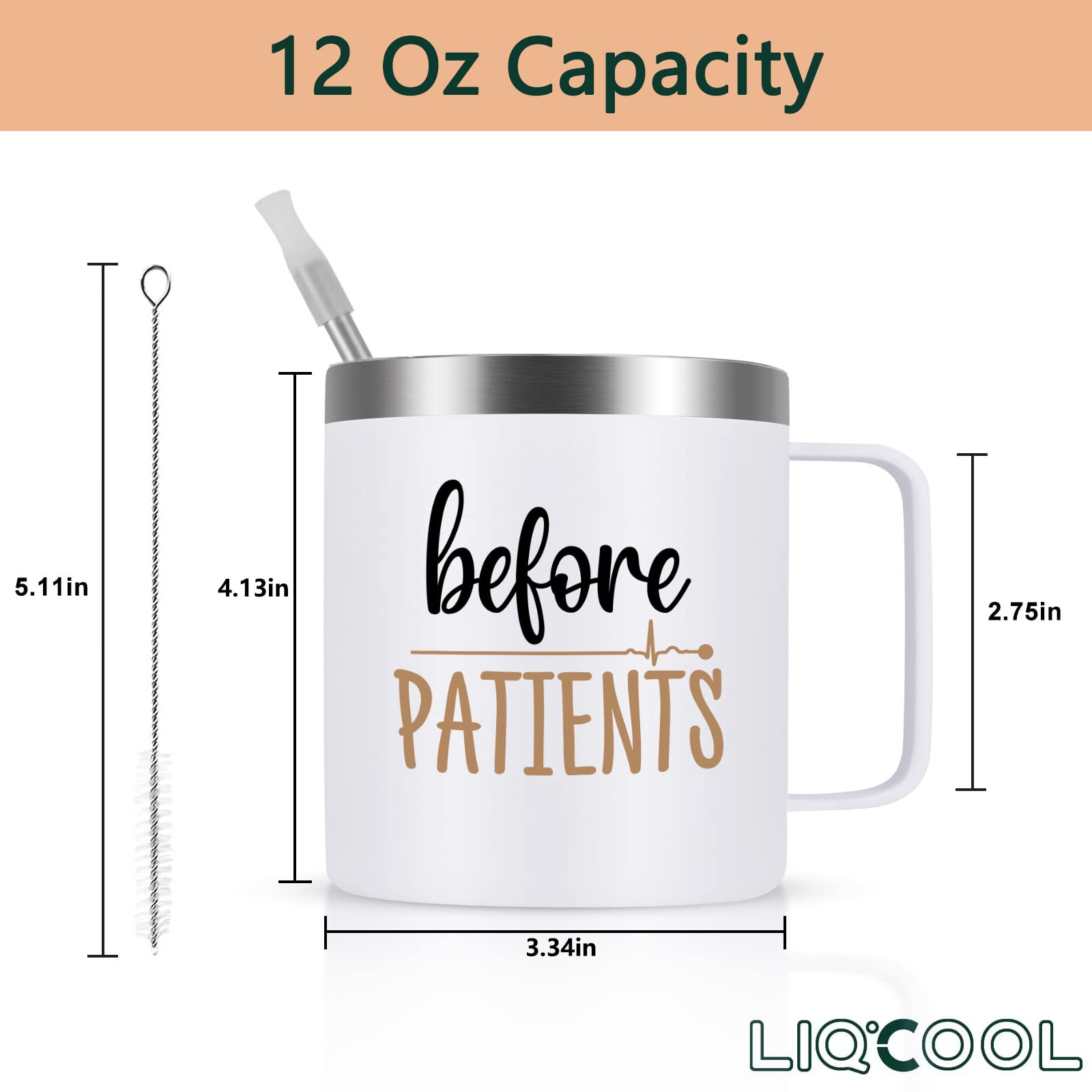 LiqCool Doctor Gifts for Women Men, Before Patients, After Patients Set Nurse Mug & Tumbler, Medical Assistant Gifts, Nurse Gifts for Women, Doctors, Dentists, Dental Assistant, 12oz