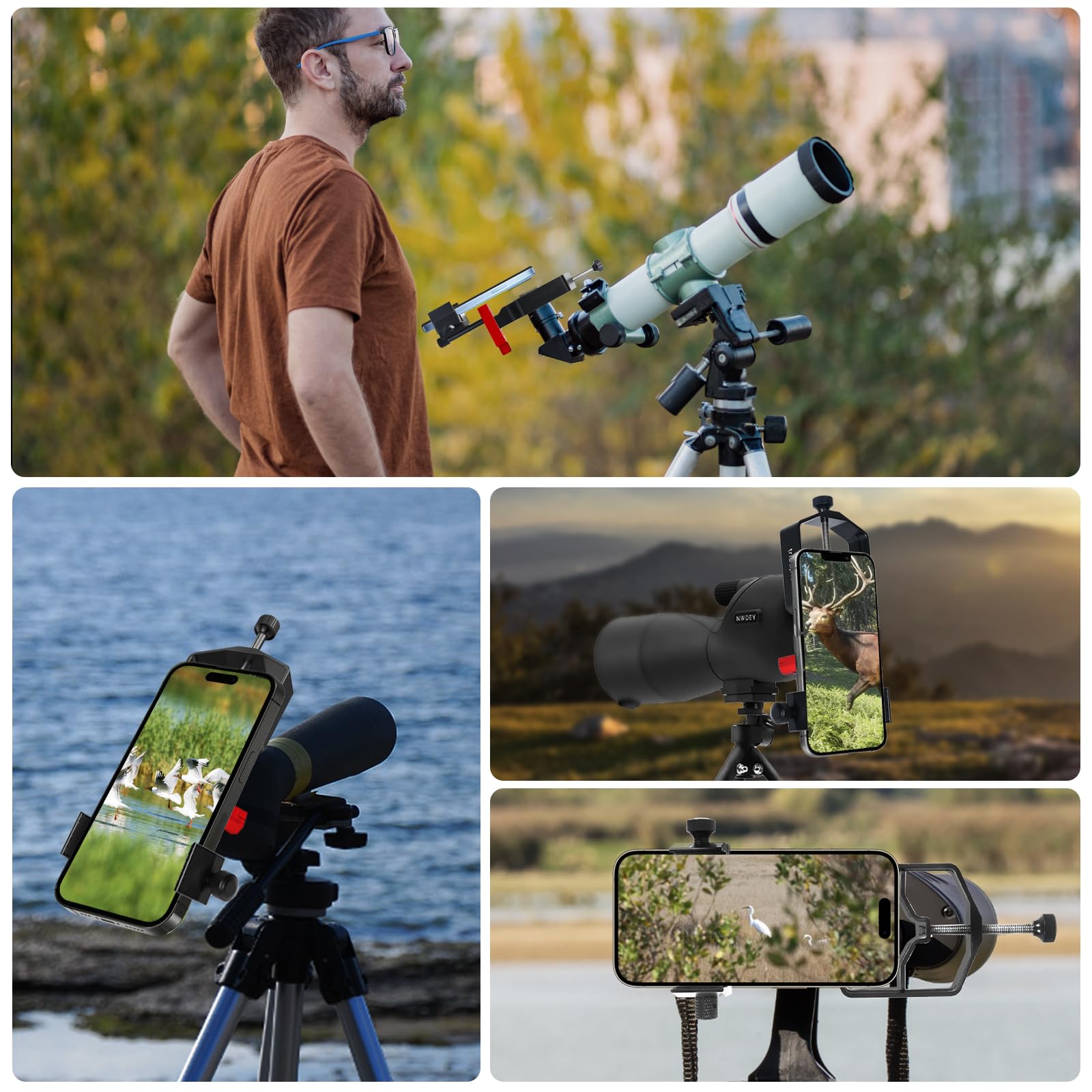 tridaptor - Universal Phone Scope Digiscoping Adapter|High-Precision XYZ Metal Telescope Mount 3-Axis Smartphone Holder for Spotting Scope Monocular Binos|Fits All Cell Phone Camera/Max 2.4" Eyepiece