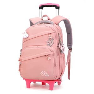 rolling backpack for girls trolley bookbag with wheels elementary and middle school luggage travel bag