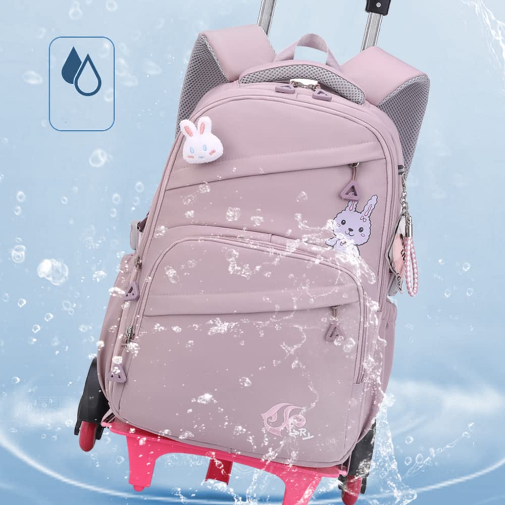 Rolling Backpack for Girls Trolley BookBag with Wheels Elementary and Middle School Luggage Travel Bag