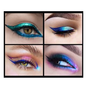 Corleone Glitter Liquid Eyeliner, Metallic Change Color Rainbow Eyeliner Gel MultiColor Highly Pigmented Waterproof Longer-Lasting Colorful Eye Liner Gift Kit for Women and Girls (A3)