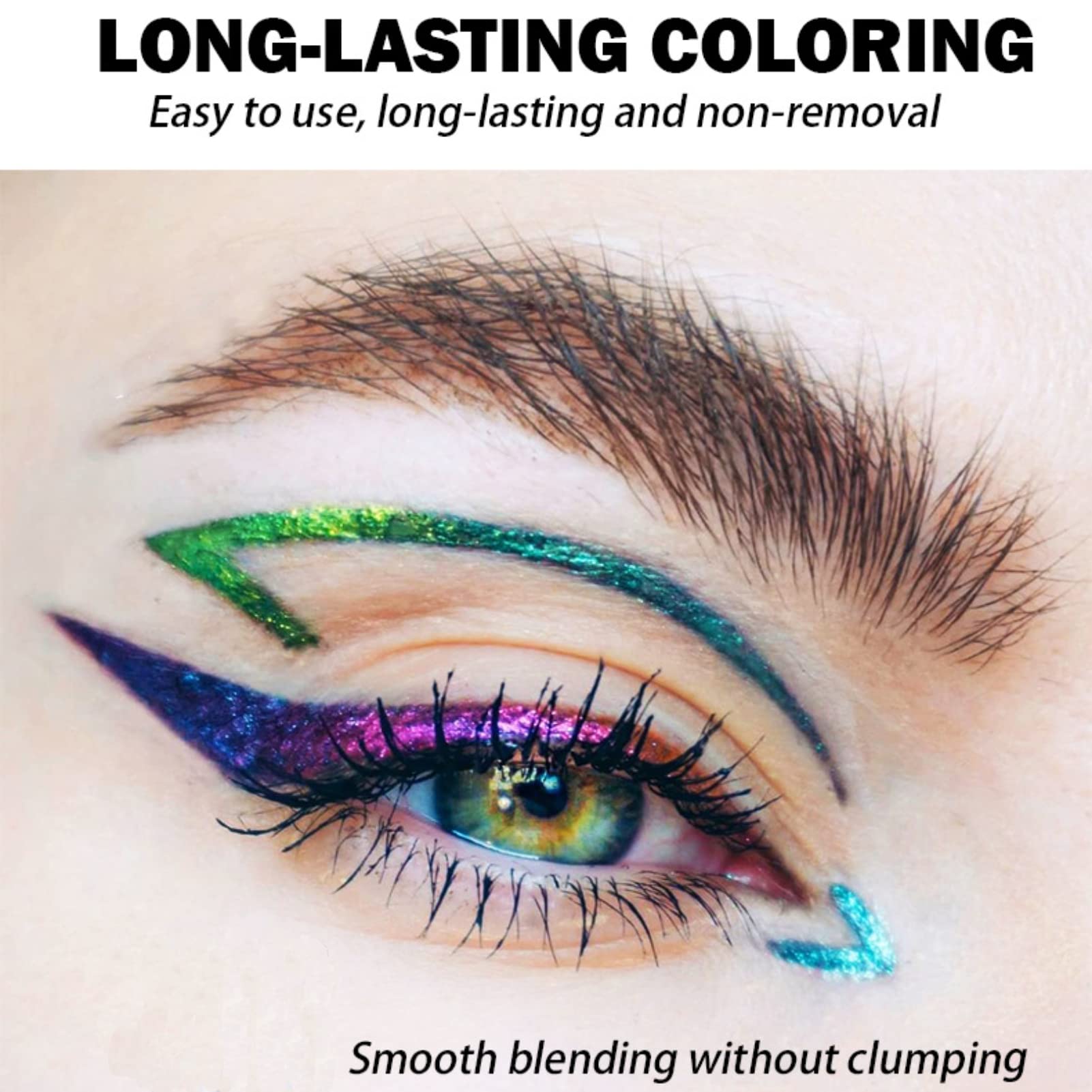 Corleone Glitter Liquid Eyeliner, Metallic Change Color Rainbow Eyeliner Gel MultiColor Highly Pigmented Waterproof Longer-Lasting Colorful Eye Liner Gift Kit for Women and Girls (A3)