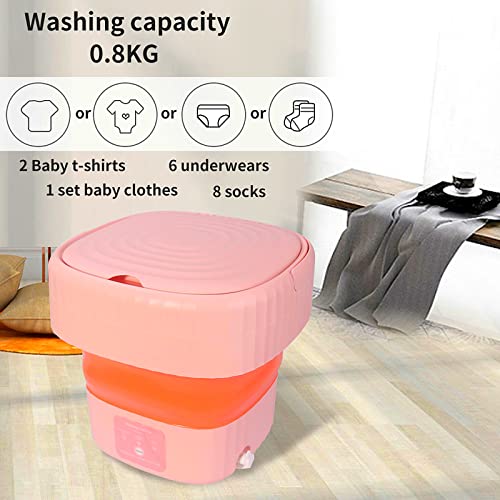 Portable Washing Machine,Mini Foldable Washer and Spin Dryer, Small Washer for Baby Clothes, Underwear or Small Items, Apartment, Dorm, Camping, RV Travel laundry,Lightweight and Easy to Carry (Pink)