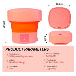 Portable Washing Machine,Mini Foldable Washer and Spin Dryer, Small Washer for Baby Clothes, Underwear or Small Items, Apartment, Dorm, Camping, RV Travel laundry,Lightweight and Easy to Carry (Pink)