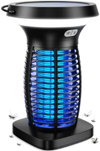 zechuan solar bug zapper outdoor waterproof, high powered pest control electric mosquito zapper killer indoor, rechargeable insect trap fly zapper for home, patio, backyard, camping