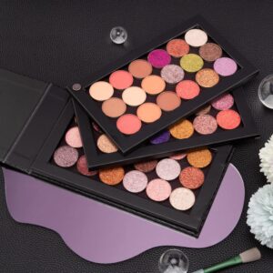 Allwon 3-Layer Rotation Magnetic Palette 3 in1 Empty Makeup Palette Storage Box for Eyeshadow Lipstick Blush Powder (Black)