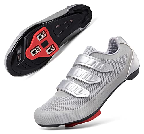 Mens Womens Indoor Cycling Shoes Compatible with Peloton Bike Shoes Cycling Shoes with Delta Cleats Clip Outdoor Pedal SPD Road Bike Shoes,Gray