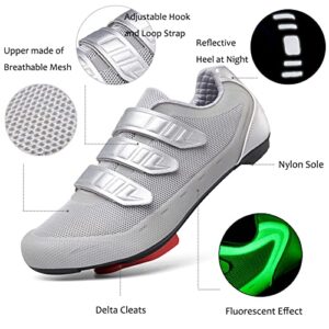 Mens Womens Indoor Cycling Shoes Compatible with Peloton Bike Shoes Cycling Shoes with Delta Cleats Clip Outdoor Pedal SPD Road Bike Shoes,Gray