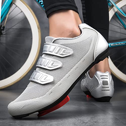 Mens Womens Indoor Cycling Shoes Compatible with Peloton Bike Shoes Cycling Shoes with Delta Cleats Clip Outdoor Pedal SPD Road Bike Shoes,Gray