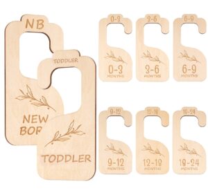 absofine baby closet dividers, 8pcs wooden double nursery closet size dividers, baby closet organizer closet dividers from newborn to 24 months for baby girls or boys