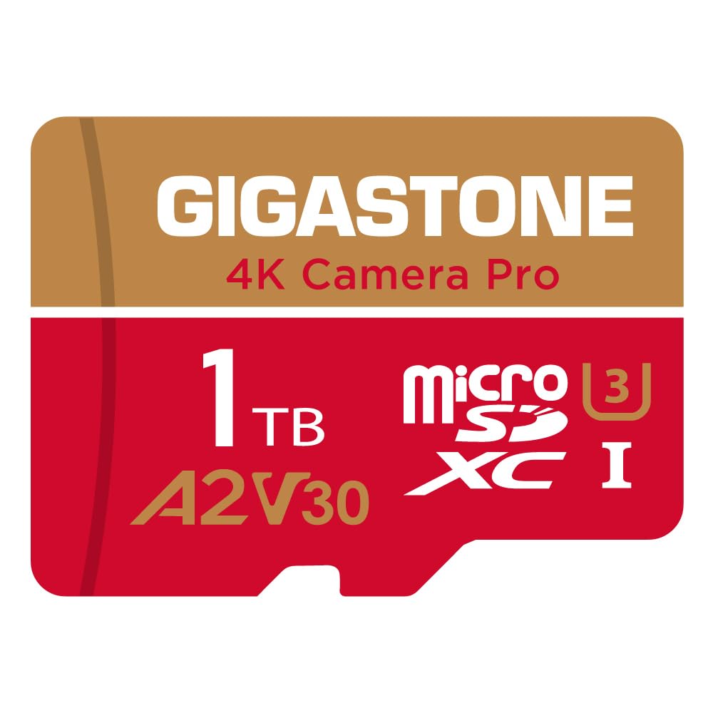 [5-Yrs Free Data Recovery] Gigastone 1TB Micro SD Card, 4K Camera Pro, R/W up to 150/140 MB/s, 4K Video Recording for GoPro, DJI, Drone, MicroSDXC Memory Card UHS-I A2 V30 U3, with Adapter