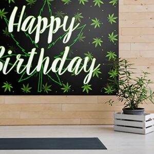 Pots Leaves Birthday Backdrop Banner Decor Green - Weed Leaves Theme Happy Birthday Party Decorations for Women Men Supplies