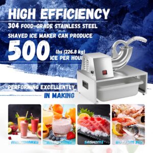 DYTREND Snow Cone Machine, 110V Shaved Ice Machine, ETL Approved 250W Electric Ice Shaver Machine with Dual Blades, Stainless Steel Snow Cone Maker Machine for Home, Commercial