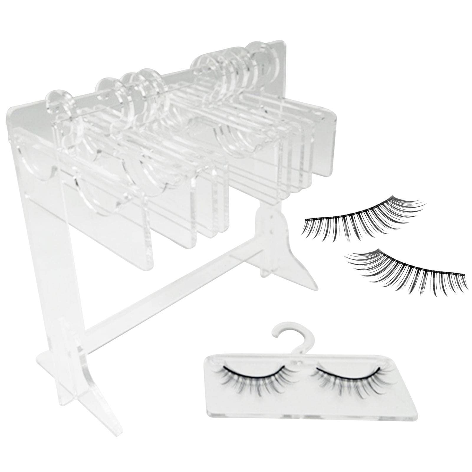 Eyelash Storage - Eyelash Holder Rack with 10 Hangers, Mini Acrylic Eyelash Hanger Rack Lash Organizers and Storage, Funny False Eyelash Display Stand Makeup Storage for Women Girls