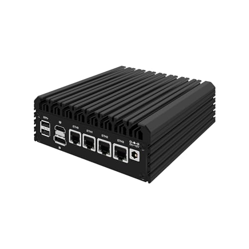 HUNSN Micro Firewall Appliance, Mini PC, VPN, Router PC, Intel 12th Gen Core I3 N305, RJ34, GPIO, TF Slot, HDMI, DP, 4 x 2.5GbE I226-V, Barebone, NO RAM, NO Storage, NO System