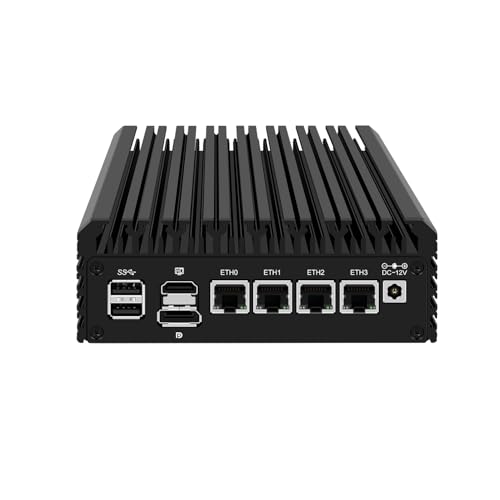 HUNSN Micro Firewall Appliance, Mini PC, VPN, Router PC, Intel 12th Gen Core I3 N305, RJ34, GPIO, TF Slot, HDMI, DP, 4 x 2.5GbE I226-V, Barebone, NO RAM, NO Storage, NO System