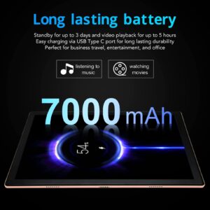 Tablet 10 Inch for Android 12.0, 4G LTE Tablets, 6GB RAM 128GB ROM, 512GB Expand, Octa Core, 8MP+16MP, Dual SIM, FHD 1920x1200, BT5.0, 7000mAh Fast Charge, 5G WiFi (Gold)
