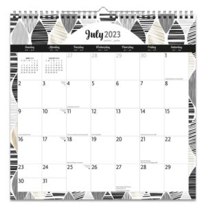 ebony and ivory | 2024 12 x 12 inch 18 months monthly square wire-o calendar | sticker sheet | july 2023 - december 2024 | plato | stationery planning