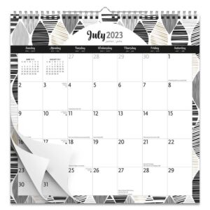 Ebony and Ivory | 2024 12 x 12 Inch 18 Months Monthly Square Wire-O Calendar | Sticker Sheet | July 2023 - December 2024 | Plato | Stationery Planning