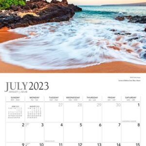 Beaches | 2024 12 x 24 Inch 18 Months Monthly Square Wall Calendar | Foil Stamped Cover | July 2023 - December 2024 | Plato | Travel Nature Tropical