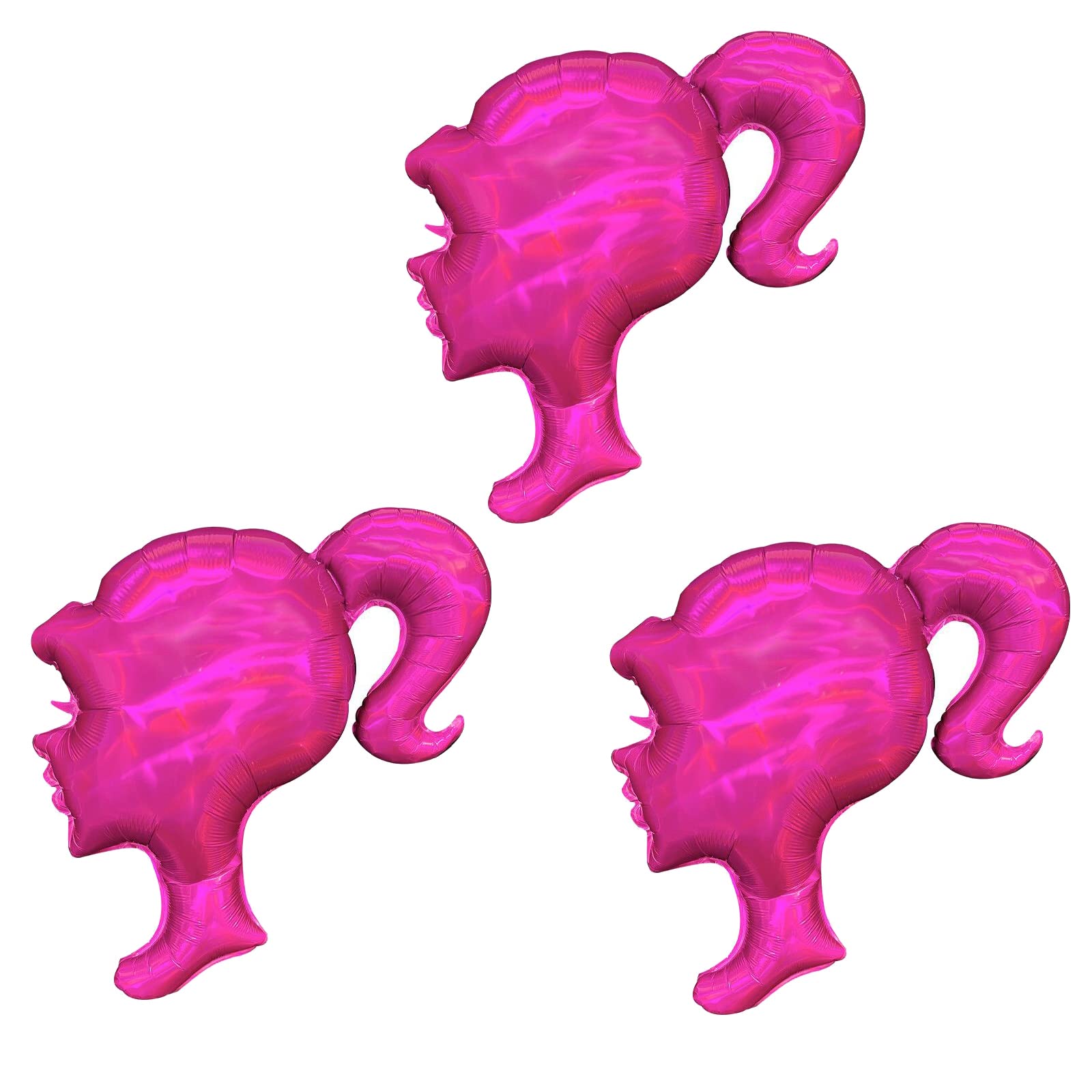 CYMYLAR Pink Girls Head Balloons 3Pcs 28 INCH Hot Pink Doll Balloons Pink Princess Balloons for Birthday Party Decorations Doll Theme Birthday Party Decorations (hot pink)