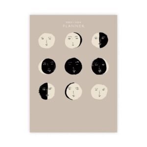 legacy moon faces tan 8 x 6 paper 2023-2024 seedlings soft cover on the go planner