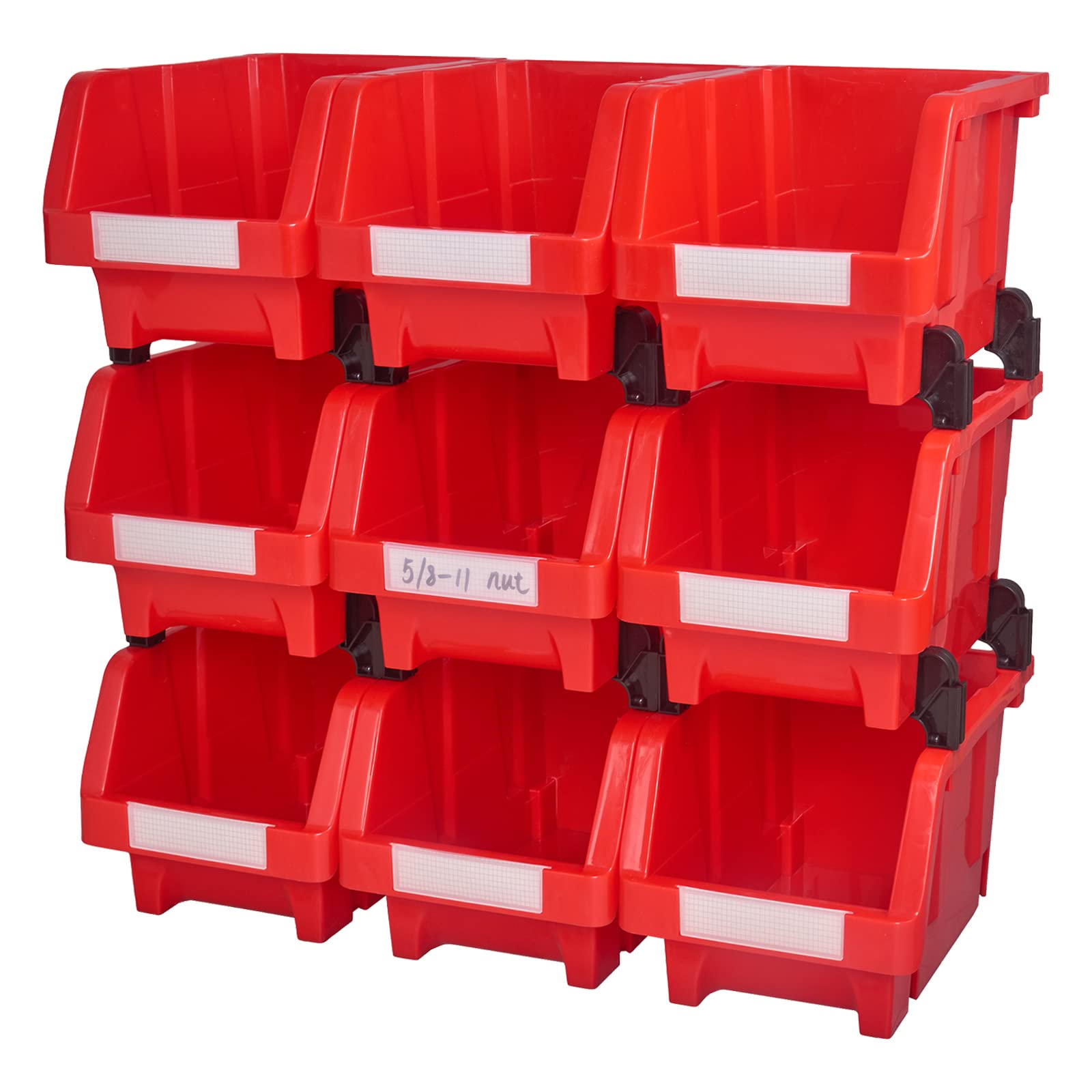 Aerkaa Large plastic garage storage bins Shelf storage bins Wall Mounted storage bins(Red, pack of 9)