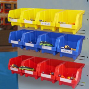 Aerkaa Large plastic garage storage bins Shelf storage bins Wall Mounted storage bins(Red, pack of 9)