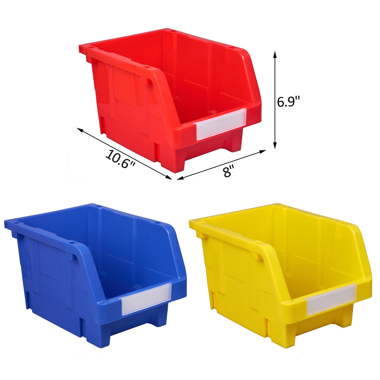 Aerkaa Large plastic garage storage bins Shelf storage bins Wall Mounted storage bins(Red, pack of 9)