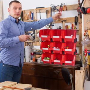 Aerkaa Large plastic garage storage bins Shelf storage bins Wall Mounted storage bins(Red, pack of 9)