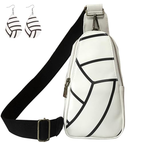 LIERWOI Baseball Shoulder Bag Rugby Chest Bag Basketball Crossbody bag trendy Sports Sling Bags PU Leather for Men and Women