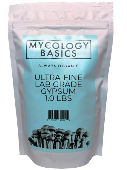 Ultra-Fine Food Grade Gypsum for Mushroom Substrates, Brewing, Tofu - No Additives, 97% Calcium Sulfate 22.5% Calcium (Ca) 18% Sulfur (S) - Packaged in HEPA Enclosure