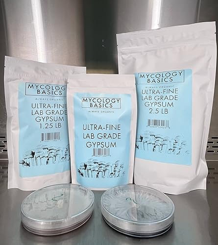 Ultra-Fine Food Grade Gypsum for Mushroom Substrates, Brewing, Tofu - No Additives, 97% Calcium Sulfate 22.5% Calcium (Ca) 18% Sulfur (S) - Packaged in HEPA Enclosure