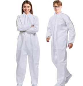 medical nation hazmat suits | one pack, medium | disposable protective coveralls, heavy duty full body painters suit for men & women without hood - breathable & water resistant - medium
