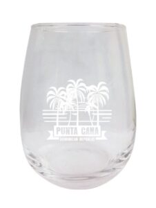 r and r imports punta cana dominican republic souvenir etched 15 oz wine glass palm design1