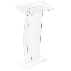 vivo acrylic podium stand, sleek transparent professional presentation lectern with 27 inch reading surface platform, clear appearance for office, classroom, restaurant, and more, stand-pdma