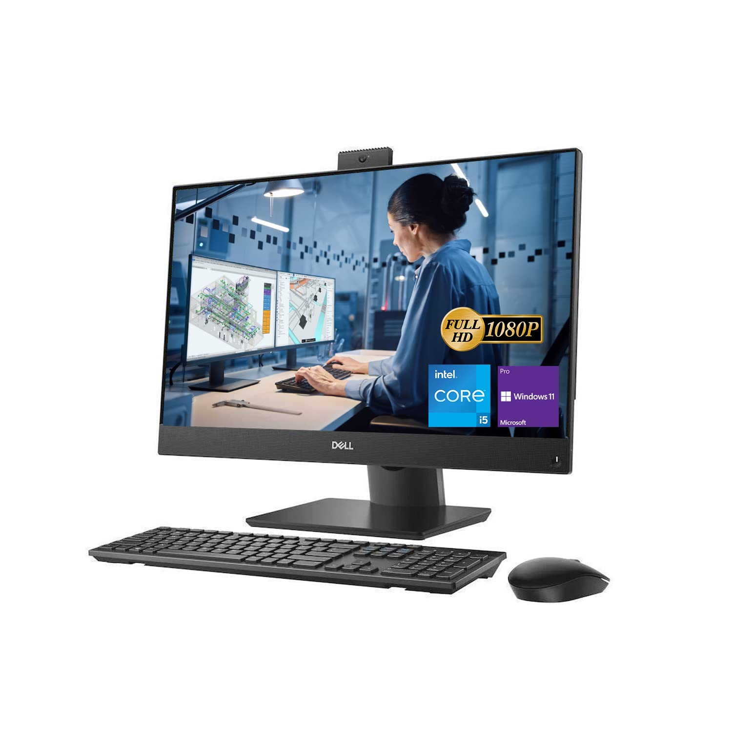 Dell Optiplex 24 5000 Series 5400 All-in-One Business Desktop, 24" FHD Display, Intel Core vPro i5-12500, 16GB RAM, 512GB SSD, Wireless KB & Mouse, RJ-45, HDMI, Wi-Fi 6, Windows 11 Pro