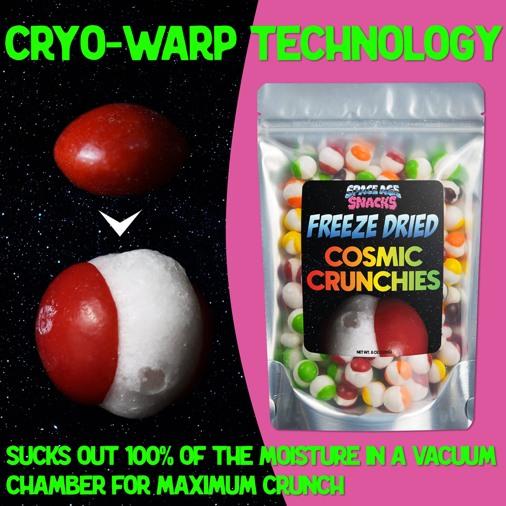 Premium Freeze Dried Candy - 4 Ounce Cosmic Crunchies Freeze Dried Candy - Space Age Snacks Freeze Dry Candy Freetles Dry Freeze Candy for All Ages