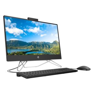 HP All-in-One Desktop, 23.8" FHD Screen, AMD Ryzen 5 5500U Processor, 64GB RAM, 2TB PCIe SSD, Webcam, HDMI, RJ45, Wi-Fi, Wired Keyboard & Mouse, Windows 11 Home, Black