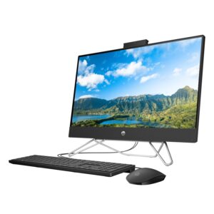 HP All-in-One Desktop, 23.8" FHD Screen, AMD Ryzen 5 5500U Processor, 64GB RAM, 2TB PCIe SSD, Webcam, HDMI, RJ45, Wi-Fi, Wired Keyboard & Mouse, Windows 11 Home, Black