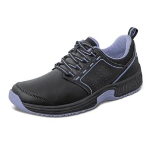 orthofeet women's orthopedic black leather talya nurse shoes, size 9.5 wide
