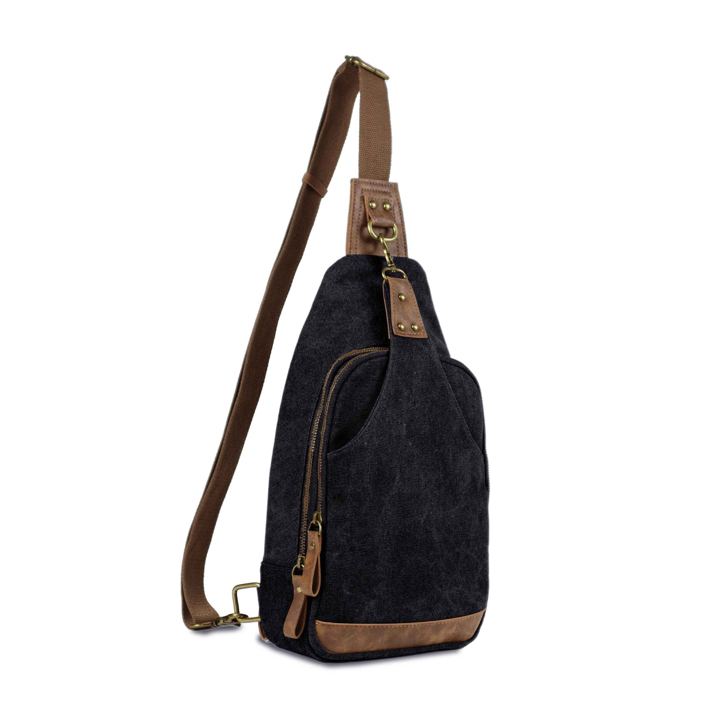 Glacier Canvas Concealed Carry Sling Bag Crossbody Backpack Purse for Men Women_Black