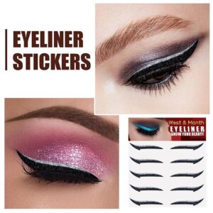 Uranian Eyeliner Stickers Glitter Eyeliner Stickers Instant Adhesive Eye Line Strip Reusable Eyeshadow Stickers Colorful Eyelid Tape for Party Eye Makeup Tool for Women and Girls (Silver)