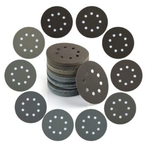 100pcs 5 inch sanding discs wet dry hook & loop 8 holes 60 120 240 400 600 800 1000 1500 2000 5000 grit orbital sandpaper