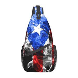 puerto rico flag crossbody bags for women men,vintage casual sling bag chest bag abstract shoulder bag travel hiking cycling gym sport daypack adult backpack