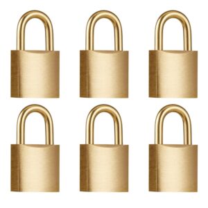 luggage lock,wulalack small brass locks with keys, 3/4-inch body width small padlock, 6-pack mini locks with same key