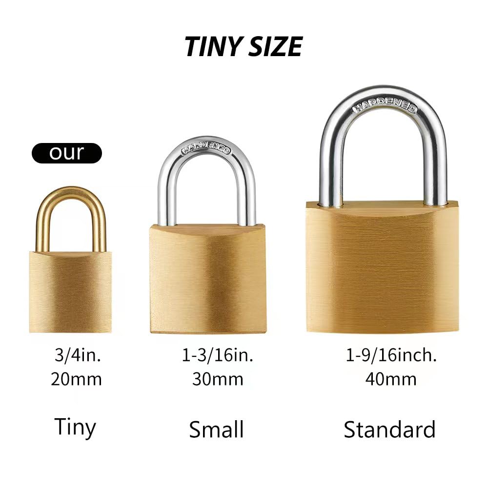 Luggage Lock,WULALACK Small Brass Locks with Keys, 3/4-Inch Body Width Small Padlock, 6-Pack Mini Locks with Same Key